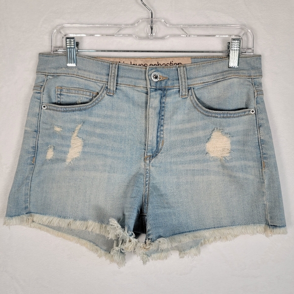 Pookie Loves Sebastian Cut Off Denim Shorts in Blue, Size M - Picture 1 of 11